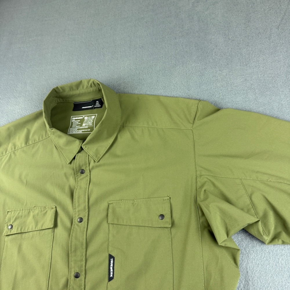 Truewerk Cloud Shirt Men's XL Green Short Sleeve Snap Button Workwear Utility